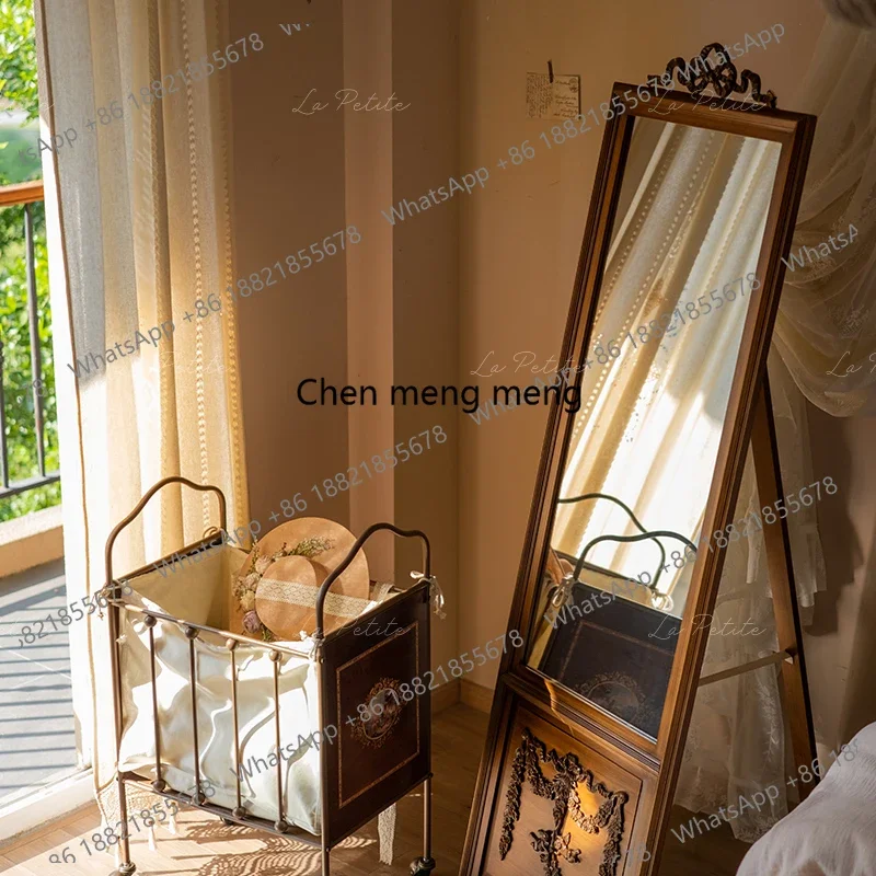 Vintage floor-to-ceiling full-body mirror Middle-ancient entrance entrance fitting home bedroom makeup dressing mirror