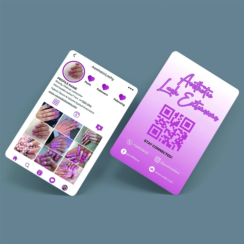 PVC Business Cards Customize  Instagram Business Card Round Cornor for Office  free design, QR Code，waterproof，Free design