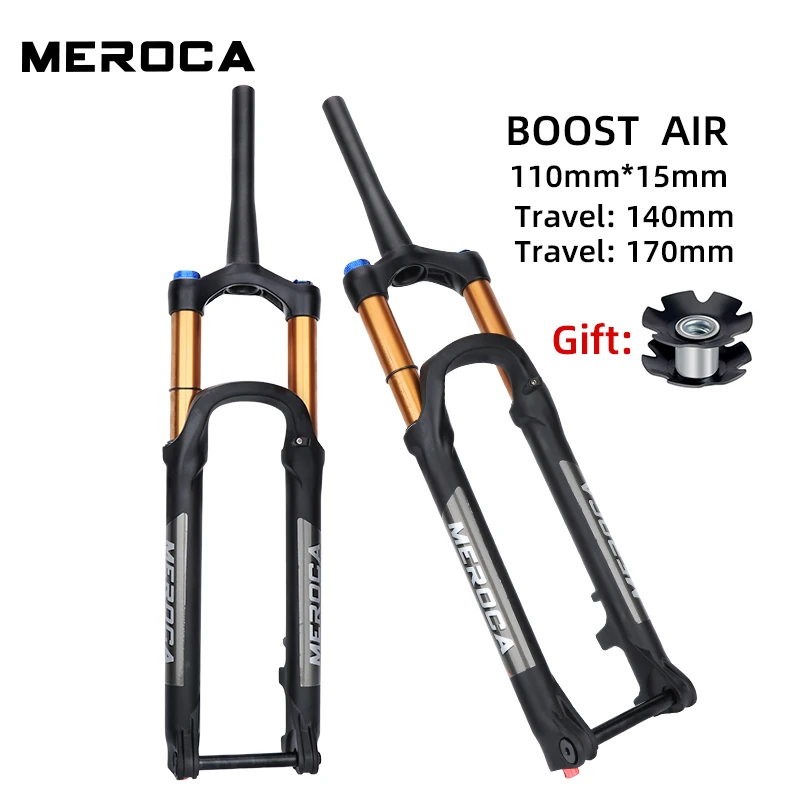 MEROCA 110mm Air Front Fork For 27.5 Inch Mountain Bikes Barrel Shaft Bicycle Fork