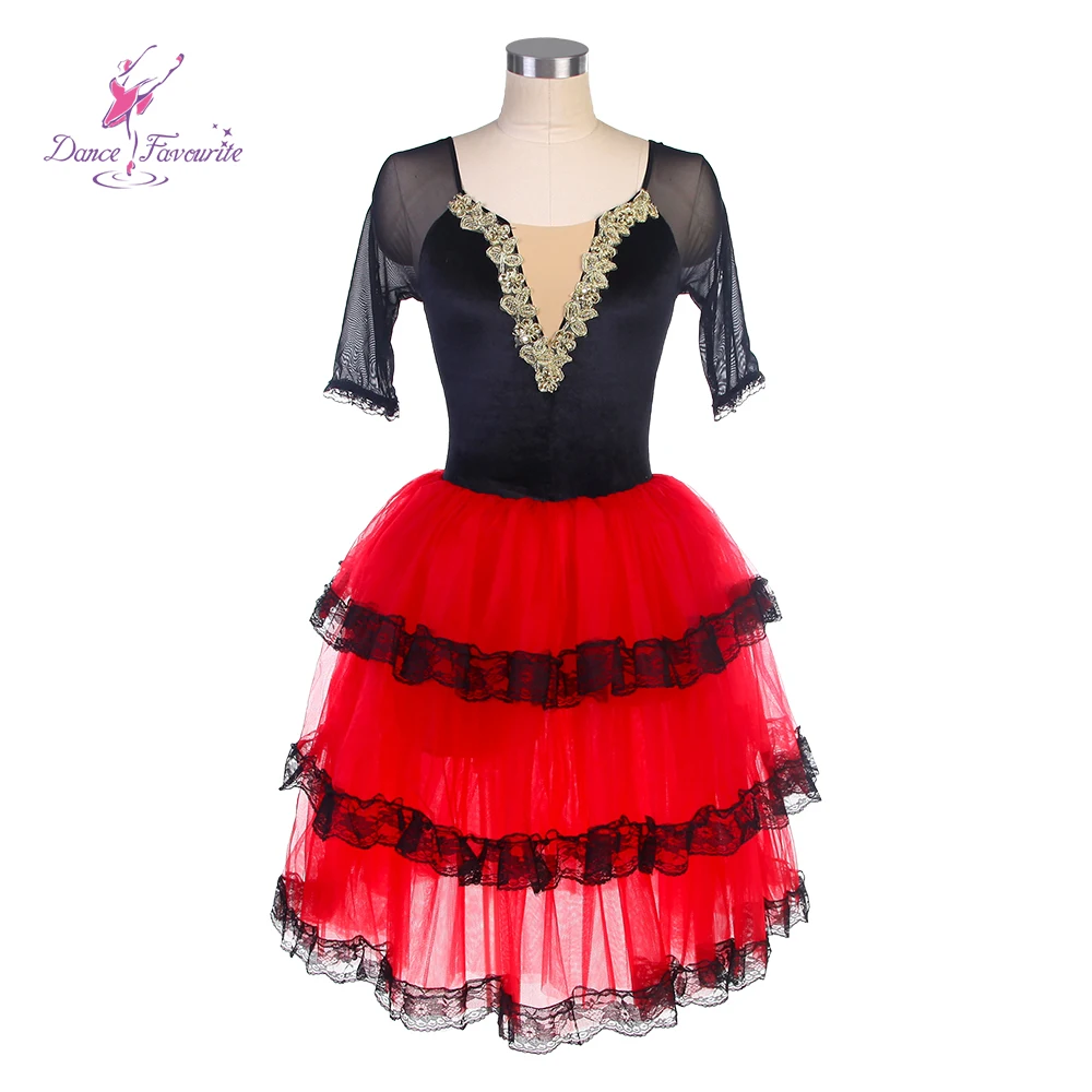 

Dance Favourite Ballet Tutu 20503 Mid-length Mesh Sleeve Romantic Ballet Tutu Spanish Dance Costume Tutu