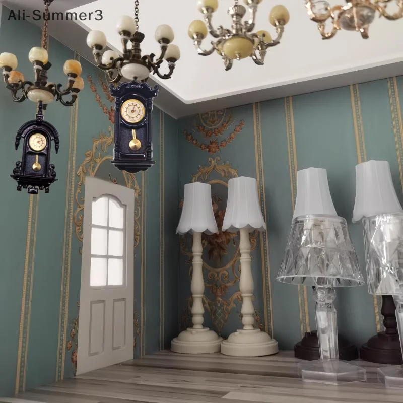 1/12 인형집 빈티지 시뮬레이션 벽시계 모델 인형 집 시계 거실 장식 장난감 인형 집 미니어처 액세서리