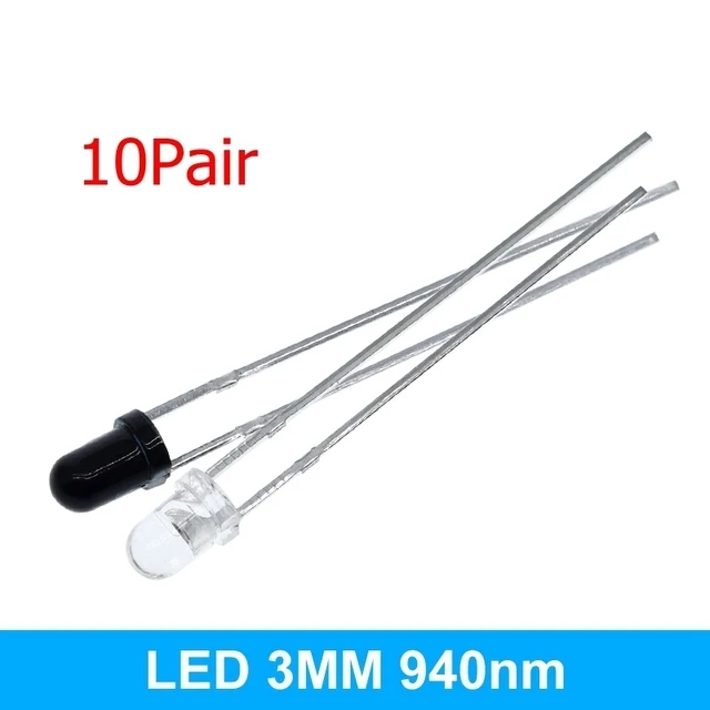 10 Đôi 3Mm 5Mm 940nm Đèn LED Hồng Ngoại Bộ Phát Và Bộ Thu Phát Hồng Ngoại Diode Điốt 301A Cho Arduino