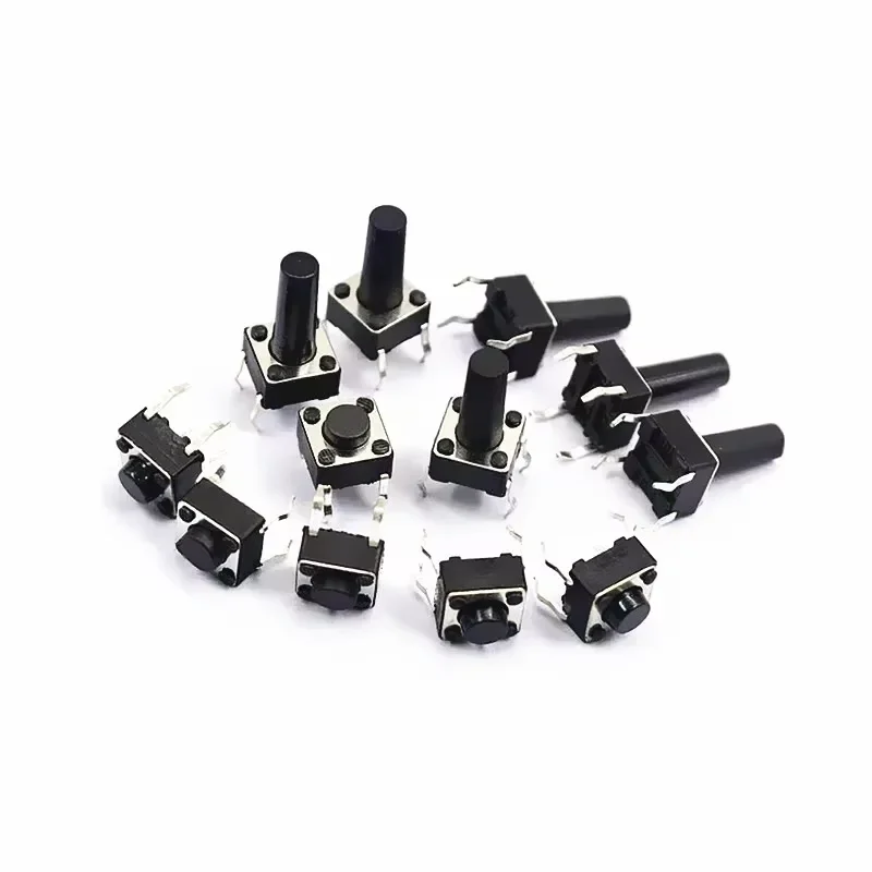 50Pcs 6x6mm Tactile Tact Mini Push Button Switch PCB Panel Momentary DIP 4 Pin Self-Reset Switch 6*6*4.3/5/6/7/8/9/10/11/12/13MM