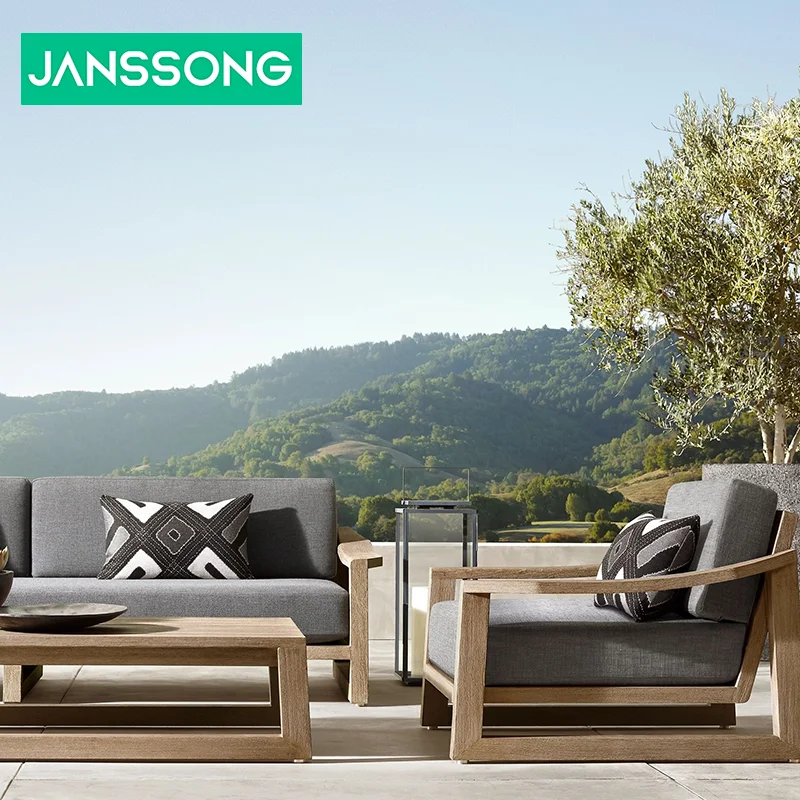 Roman Design Classical Forms Outdoor Furniture Set Premium Sustainable Teak Wood Sofa Modern