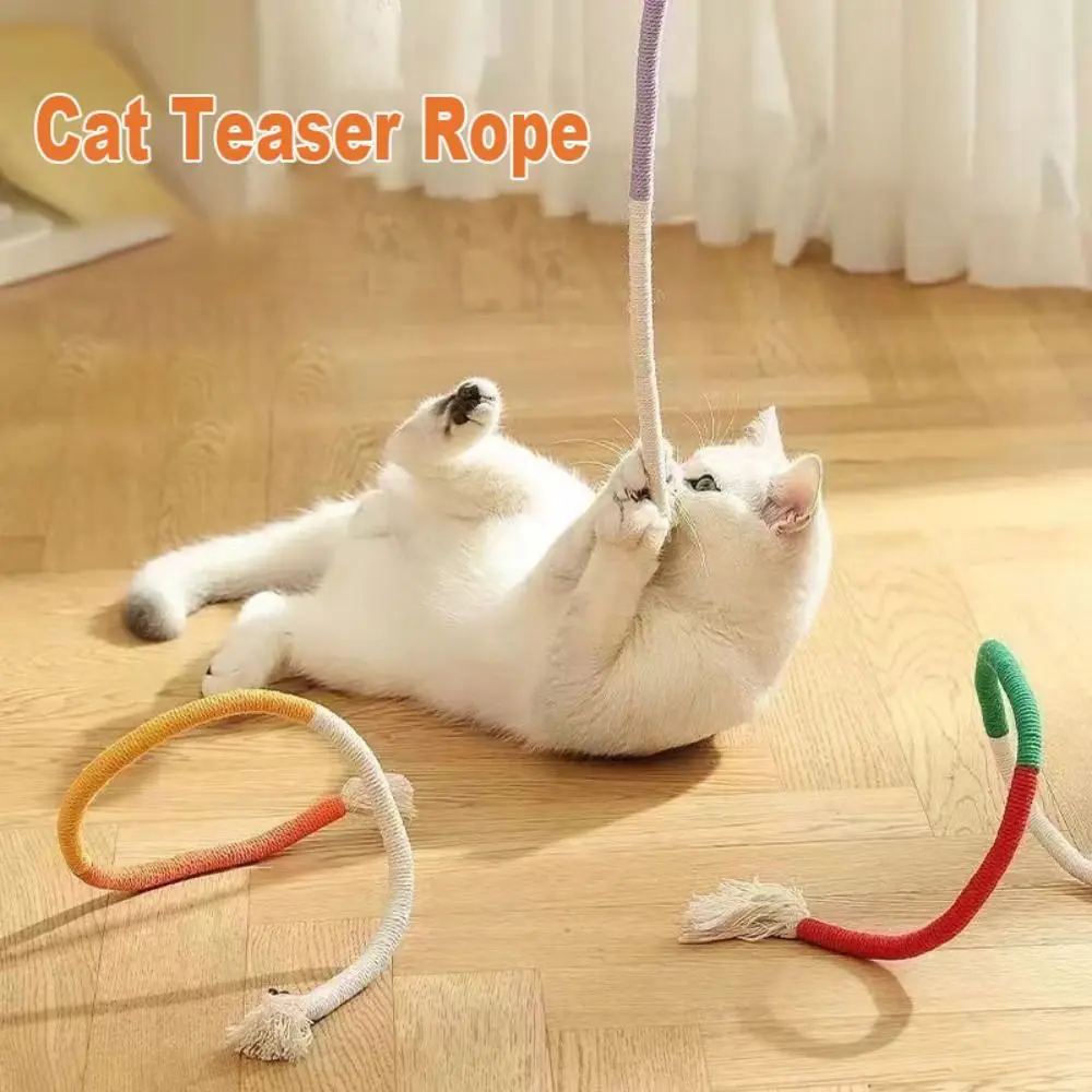 

Interesting Cotton Rope Cat Teaser Rope Relieve Boredom Bite Resistant Pet Chew Toys Playing Training Cat Teeth Grinding Rope