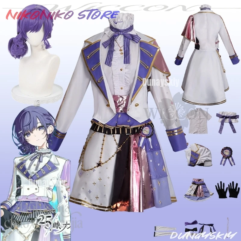 

Asahina Mafuyu Cosplay Anime Game Project Sekai 5th Anniversary Costume Kawaii White Purple Sweet Idol Uniform Wigs Christmas