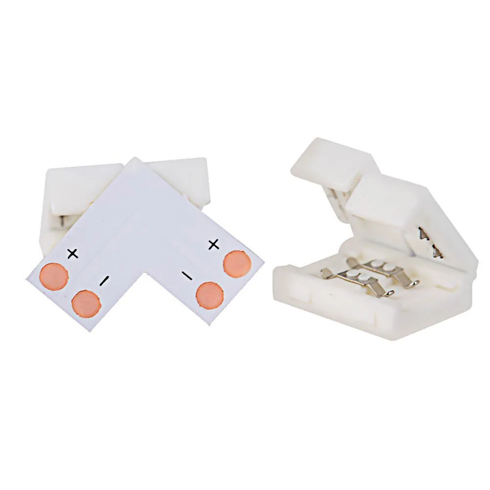 

5Pcs L Shape Connector Adapter 8Mm 3528 PVC Plastic Solderless Connector for Single Color LED Strip Non-Waterproof Pcb Adapter