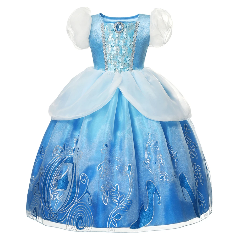 Disney Cinderela Cosplay Dress Up Roupas para meninas Halloween Carnaval Festa Princess Costume Kids Birthday Vestido de casamen