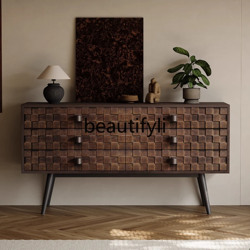 

Medieval solid wood, wall storage, living room, bedroom, household retro dining side cabinet, entrance hall, entrance cabinet