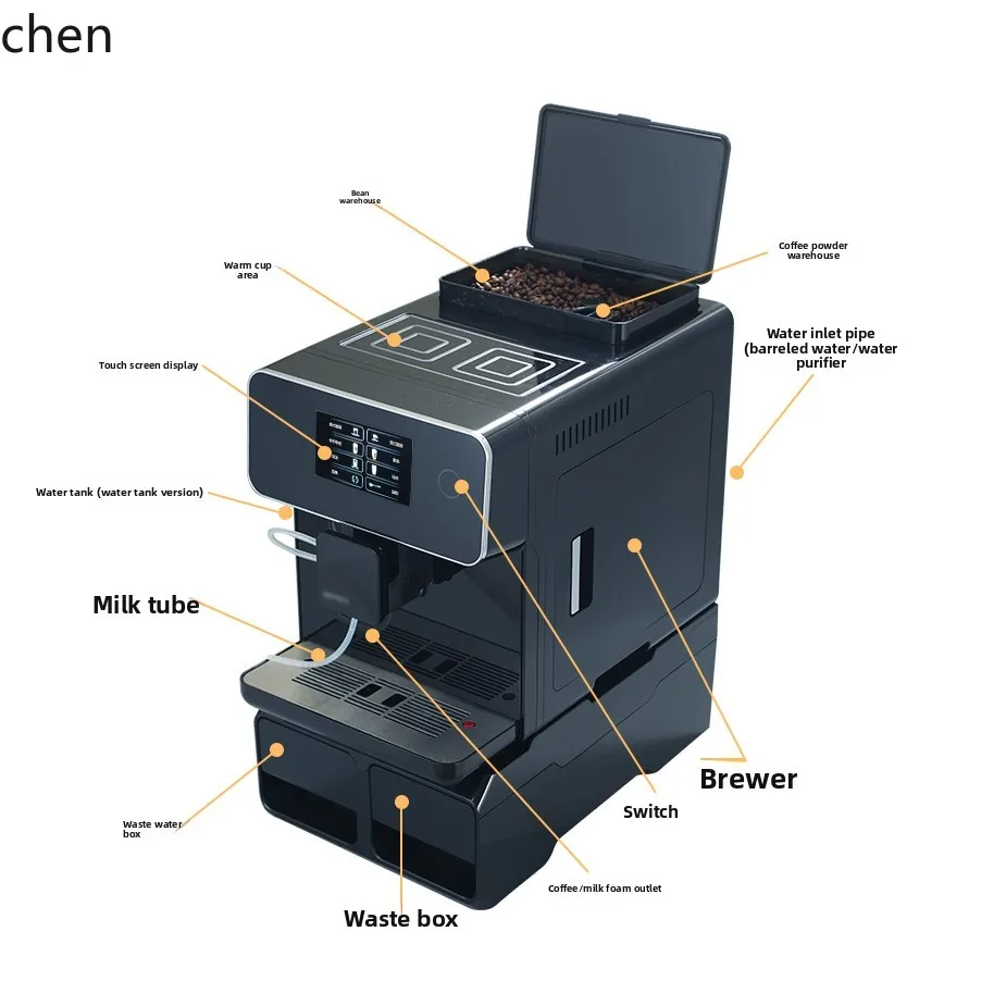 ZML touch screen one-click grinding automatic coffee machine steam home commercial office coffee machine