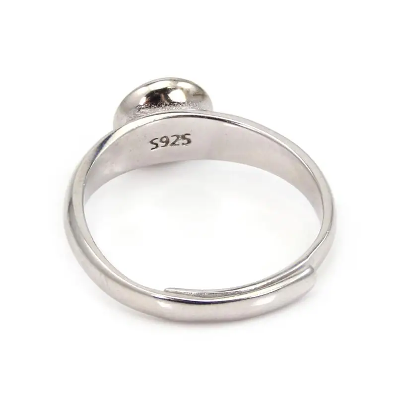 Adjustable thick ring for semi pierced - Rhodium-plated 925 silver x 1pc