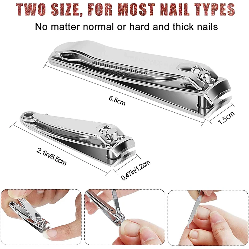 1pc/2pcs Nail Clipper Premium Sharp Sturdy Stainless Steel Fingernail And Toenail Clipper Cutters Perfect Nail Clippers
