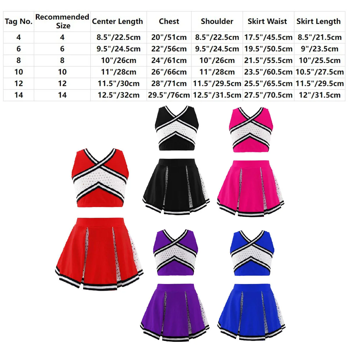 Cheerleading Uniform Kids Girls Sleeveless Cheer Leader Costumes Sequin Vest Pleated Skirt Sets Sports Competition Dancewear