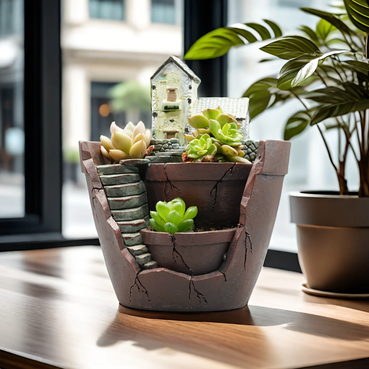 

Creative Resin Succulent Plant Pot - Ideal for Office, Balcony, Garden Indoor Decor - Unique Flower Basket Planter Pot, Statue D