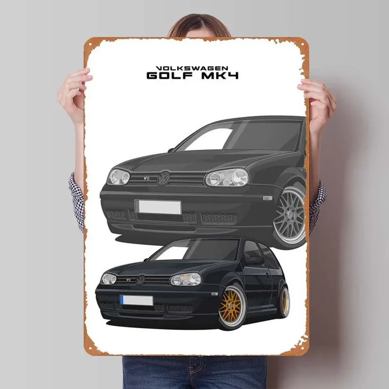 Volkswagen Golf Mk4 Car Metal Sign Poster Metal Wall Art Mural Vintage Tinplate Sign for Garage Wall Art Decoration Club America