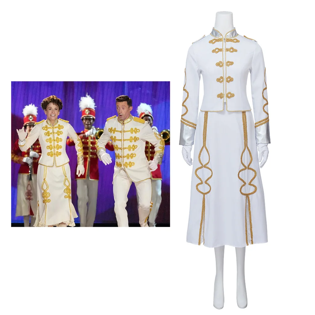 

Women Music Man Cosplay Costume Broadway Stage Show Dress Set White Military Dress Suit Halloween Stage Show Dress Costume