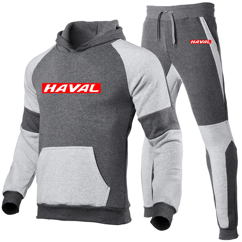 Haval-Sudadera con capucha y cremallera para hombre, pantalones de chándal Harajuku deportivos de Color degradado, traje versátil y cómodo, primavera y otoño, novedad de 2024