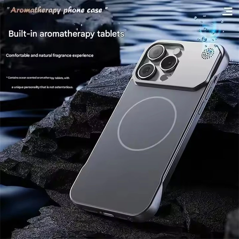 حافظة هاتف صلبة مغناطيسية بدون إطار عطر لهاتف Magsafe IPhone 16 15 14 13 12 Pro Max Plus 16Pro 15 Pro Mag ملحقات غطاء آمن