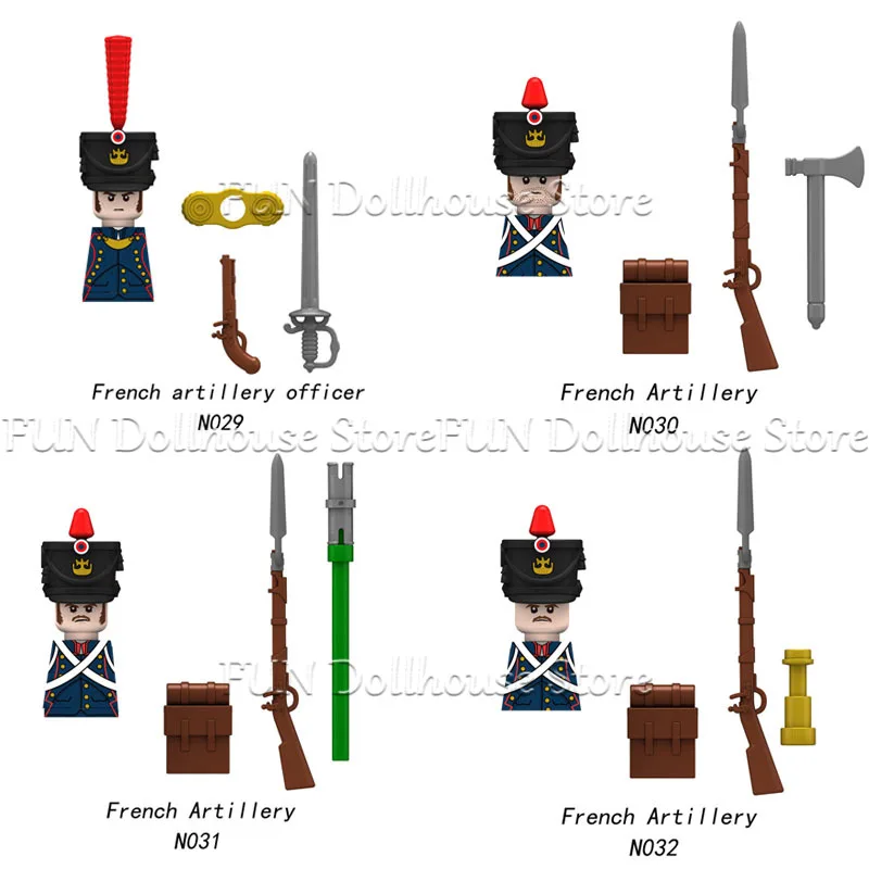 Mittelalterliche Militär-Figuren aus den Napoleonischen Kriegen, Bausteine für Britische, Französische und Preußische Infanterie, Ritter, Generäle, Waffen, Spielzeug