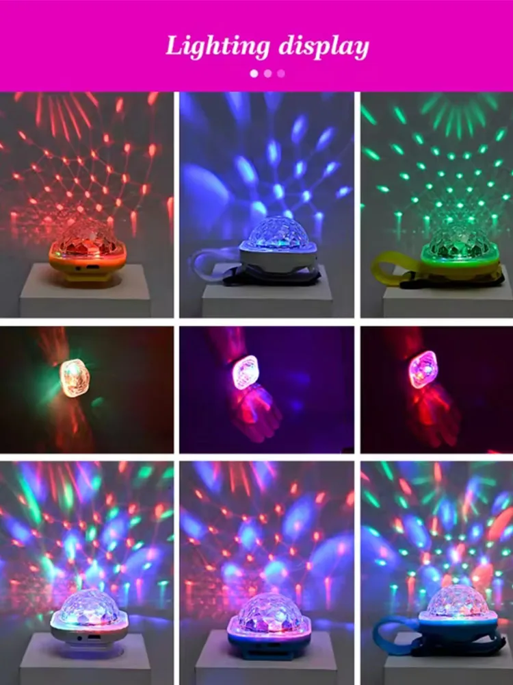 Portable Night Light RGB LED Disco Stage Lights Wearable Sucker Watch Sound Control Ambient Night Lamp for KTV Concert Bar ﻿