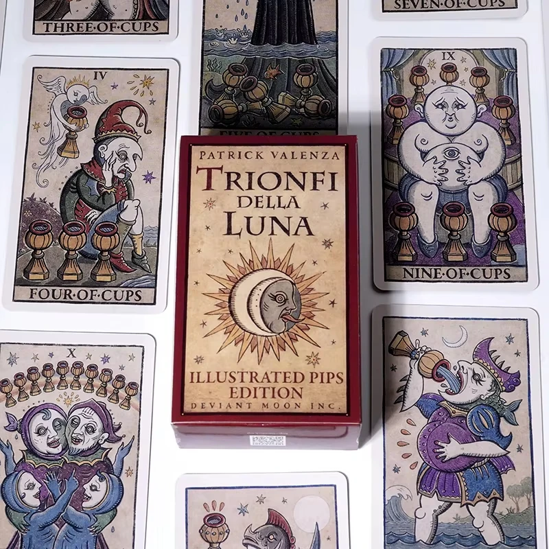 Trionfi della Luna Tarot 78 Card Deck with PDF Guidebook Fortune Telling Card Game Travel Cersion Reversed Chakra Planet Zodiac