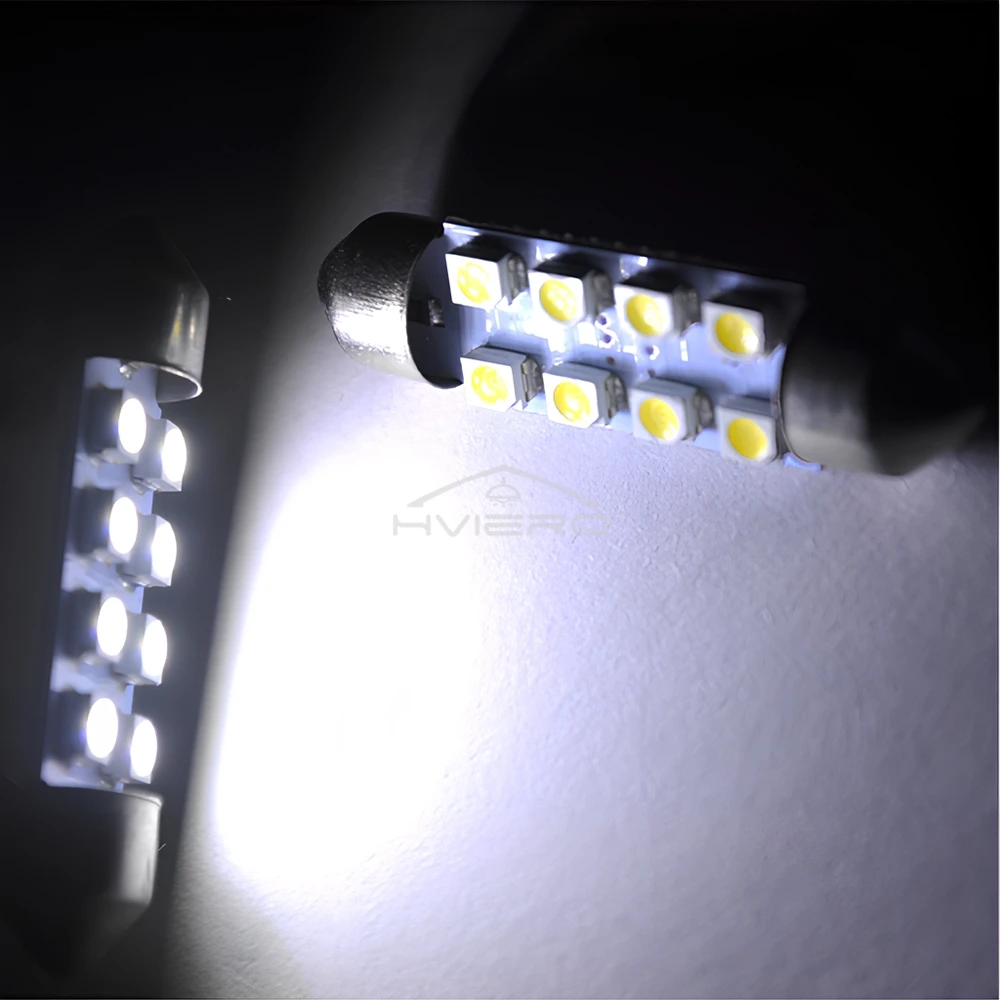 2PCS 31mm 36mm 39mm 41mm DC12V T10 White 3528 8SMD Reading Lights LED Festoon Dome Door Lamp Decorating Tail Bulb Double Pointed