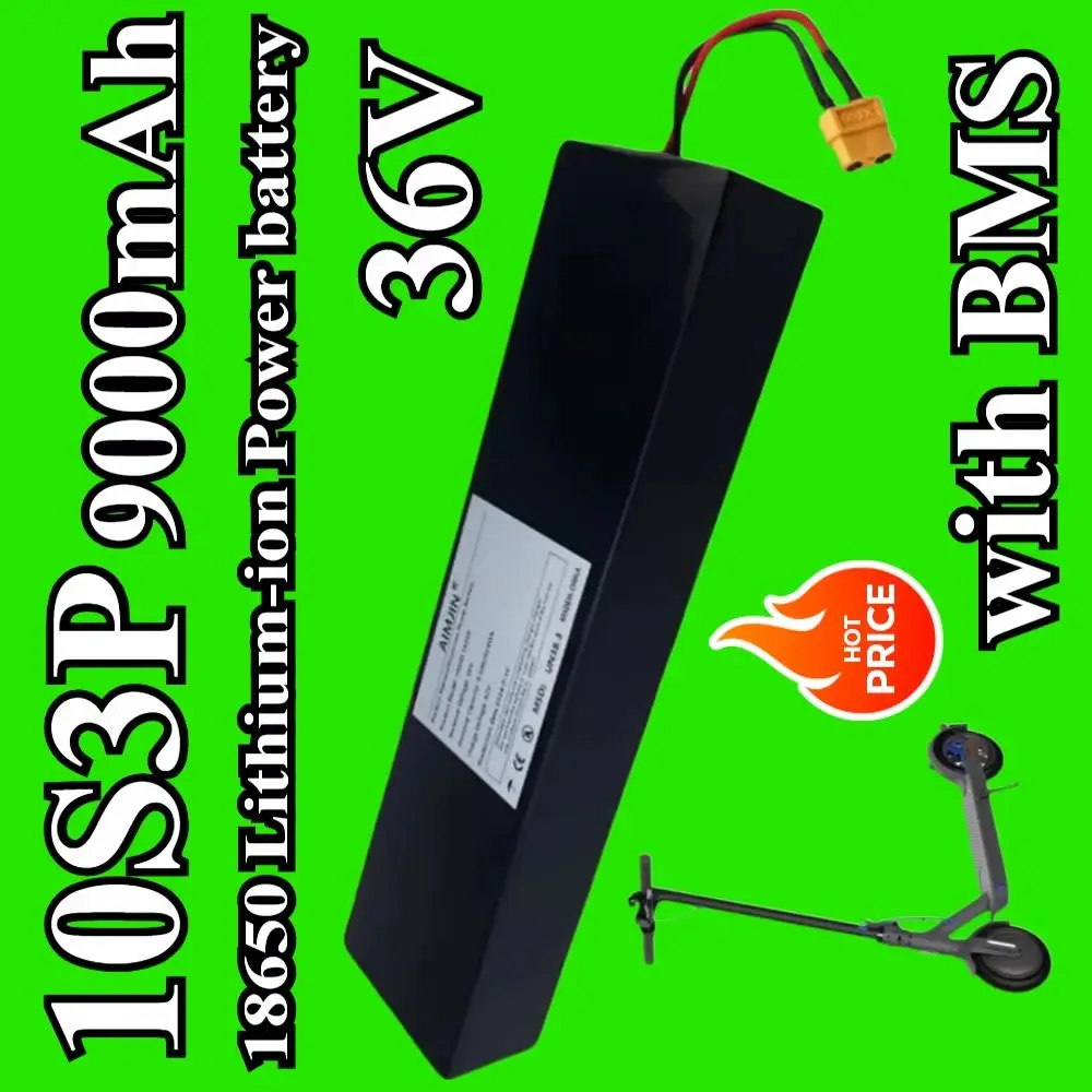 

10S3P 36V 9000mAh 18650 rechargeable lithium-ion battery 500W built-in BMS Suitable for KUGOO S1, S2, S3 Electric Scooters