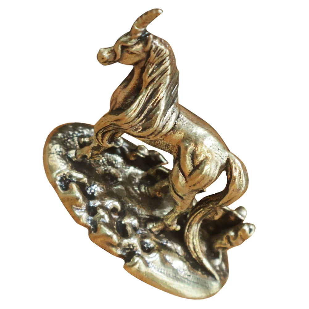 

Brass Unicorn Figurine Mini Statue Handicraft Ornament Golden Office Sculpture Vintage Garden Artwork
