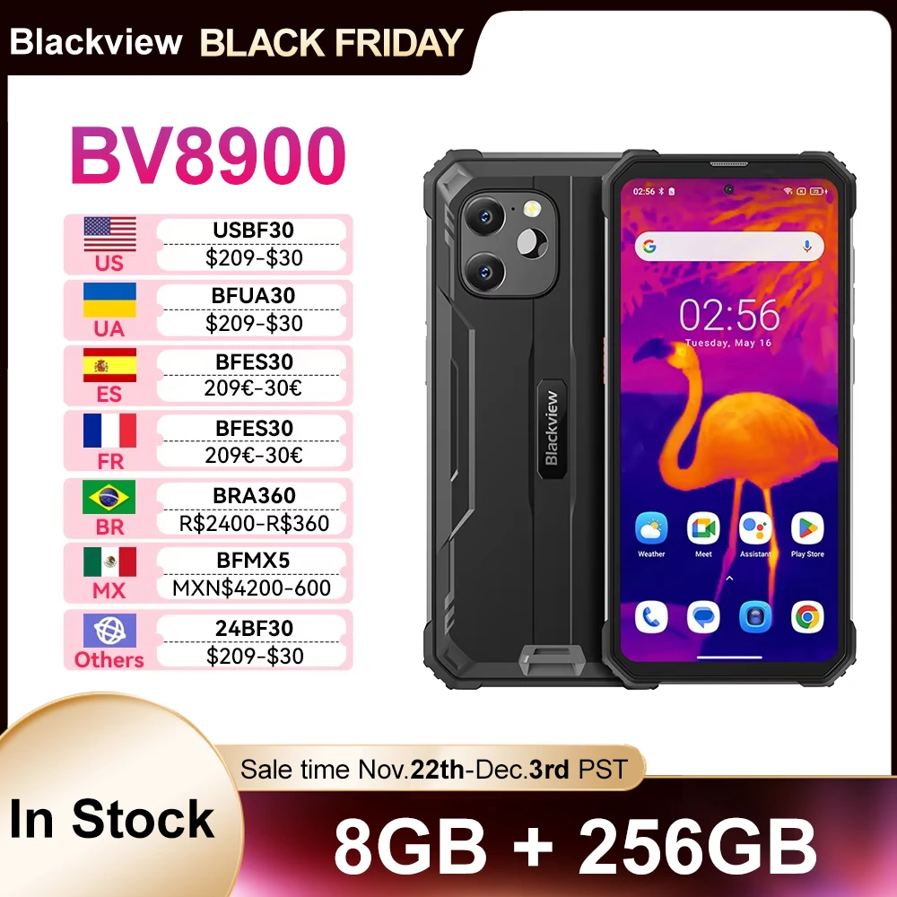 Смартфон Blackview BV8900, 16 + 256 ГБ, Android 13, 6,5 дюйма, Helio P90, 10000 мА · ч