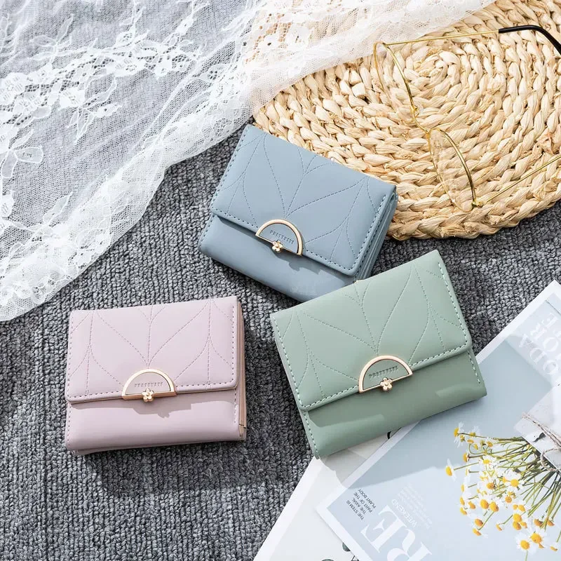 Fashion Three Fold Purse Small Women Wallet Female Short Design Multifunction Lady Coin Porse Coin Pocket Fresh