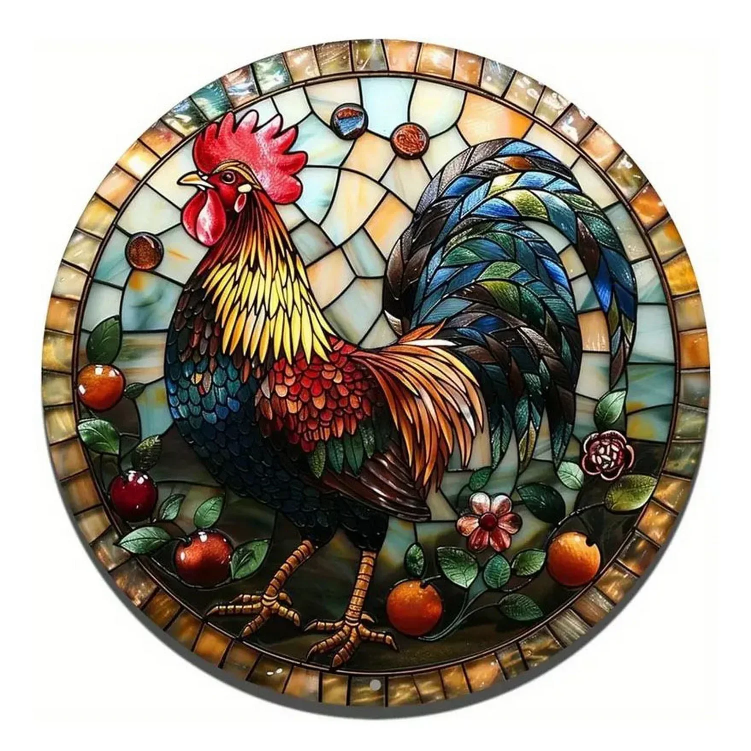 Retro Round Metal Tin Signs 2D Flat Roosters Decor Pattern Nostalgic Iron Painting Novelty For Cafe Bar Man Cave Wall Decor