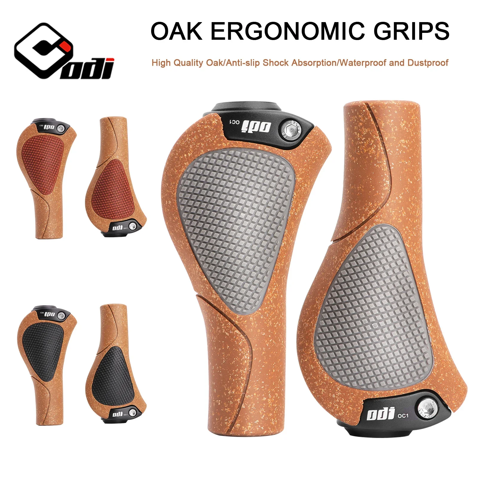 ODI Oak Wood Meatball Lock-on Fahrradgriffe Zweifarbige Retro-Style-Handgriffe für Mountainbikes und Falträder - Fahrradzubehör