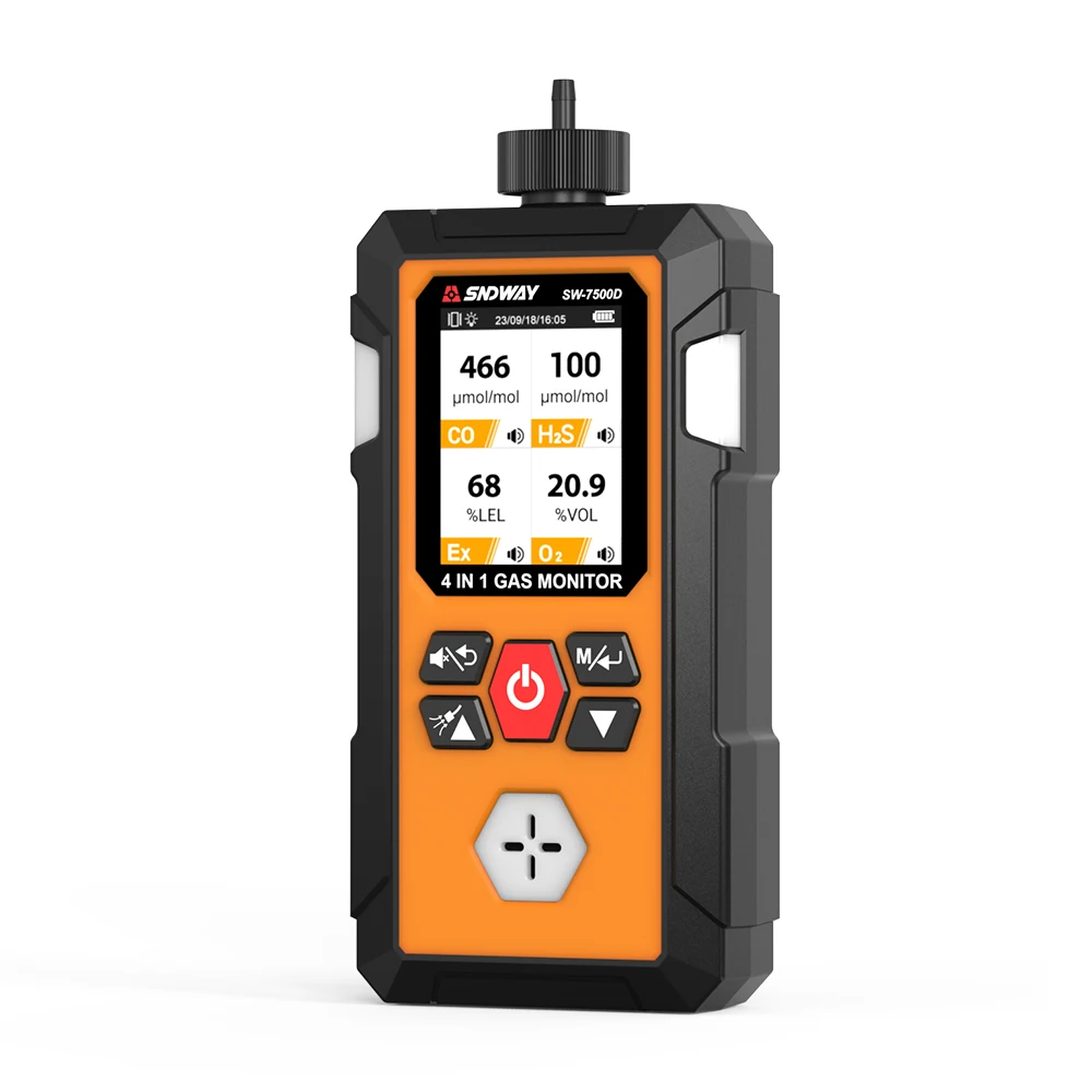 SNDWAY SW-7500D  Gas Detector Meter 4 in 1 Oxygen O2 Carbon Monoxide CO H2S Ex Combustible Gas Analyzer Leak Detector