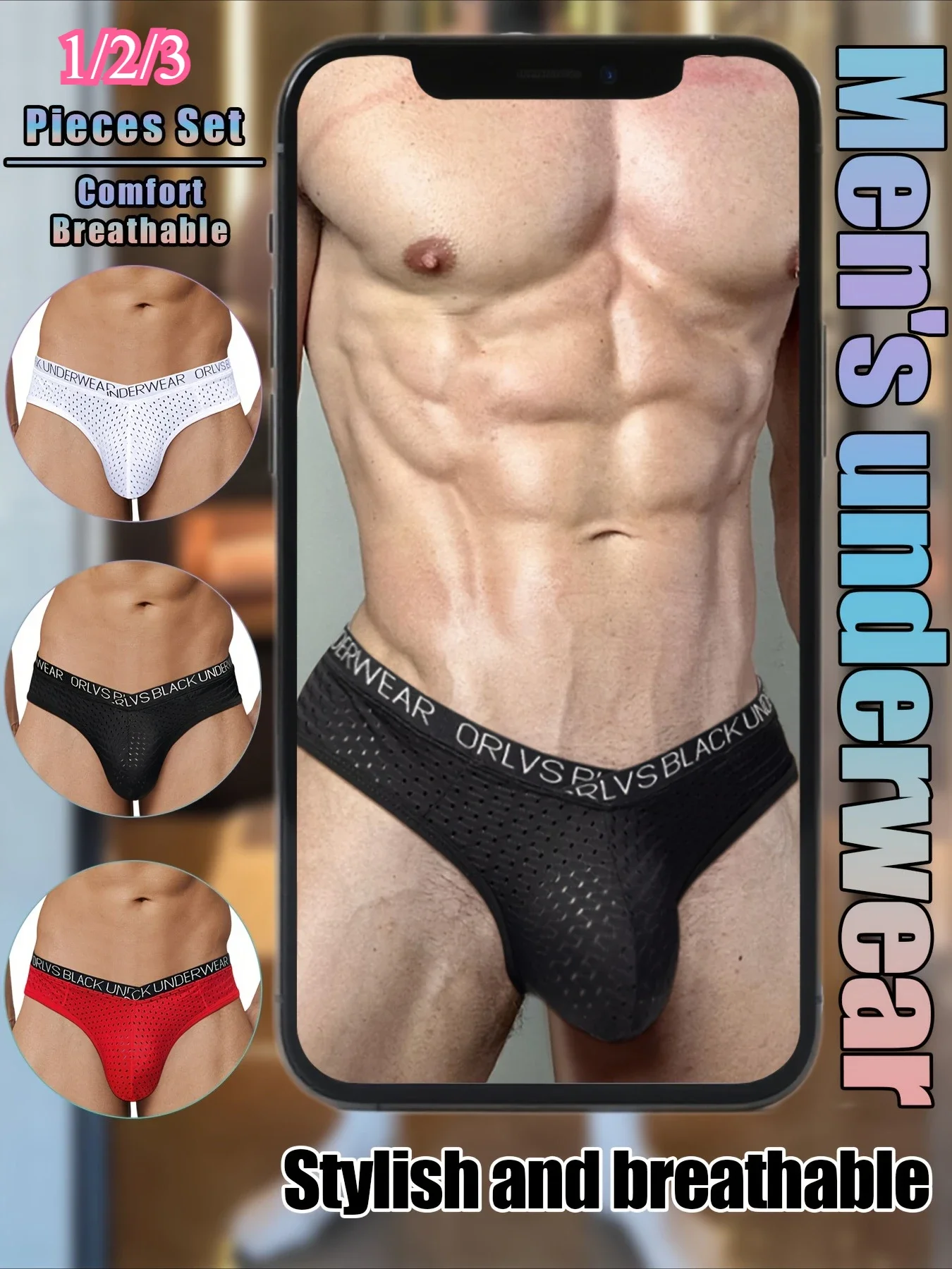 กางเกงในชายผ้าฝ้ายตาข่ายระบายอากาศ ทรงวี บาง เซ็กซี่ บ็อกเซอร์บรีฟ สวมใส่สบาย ไม่ทิ้งรอย ไซส์ใหญ่