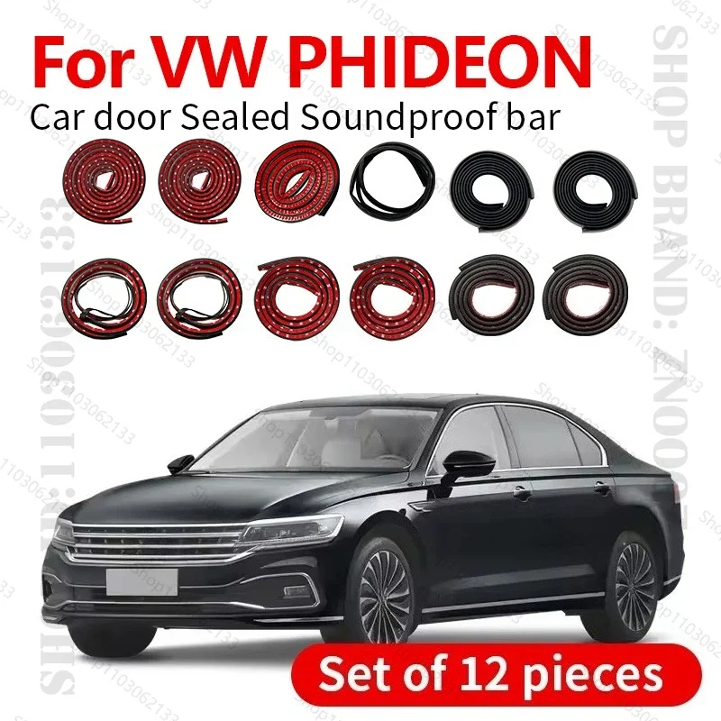 Car Door Seal Strip Rubber Double Layer Sealing Protector Soundproof Strip Dustproof Seal Strip 12PCS Set For VW PHIDEON 3D