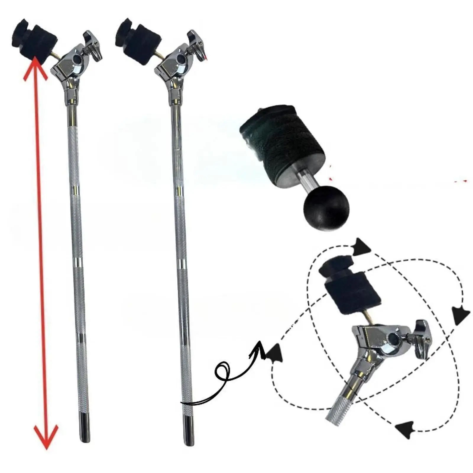 360 Degree Rotating Cymbal Arm Attachment Drum Mount Holder Metal Support Rack for Music Drum Kit