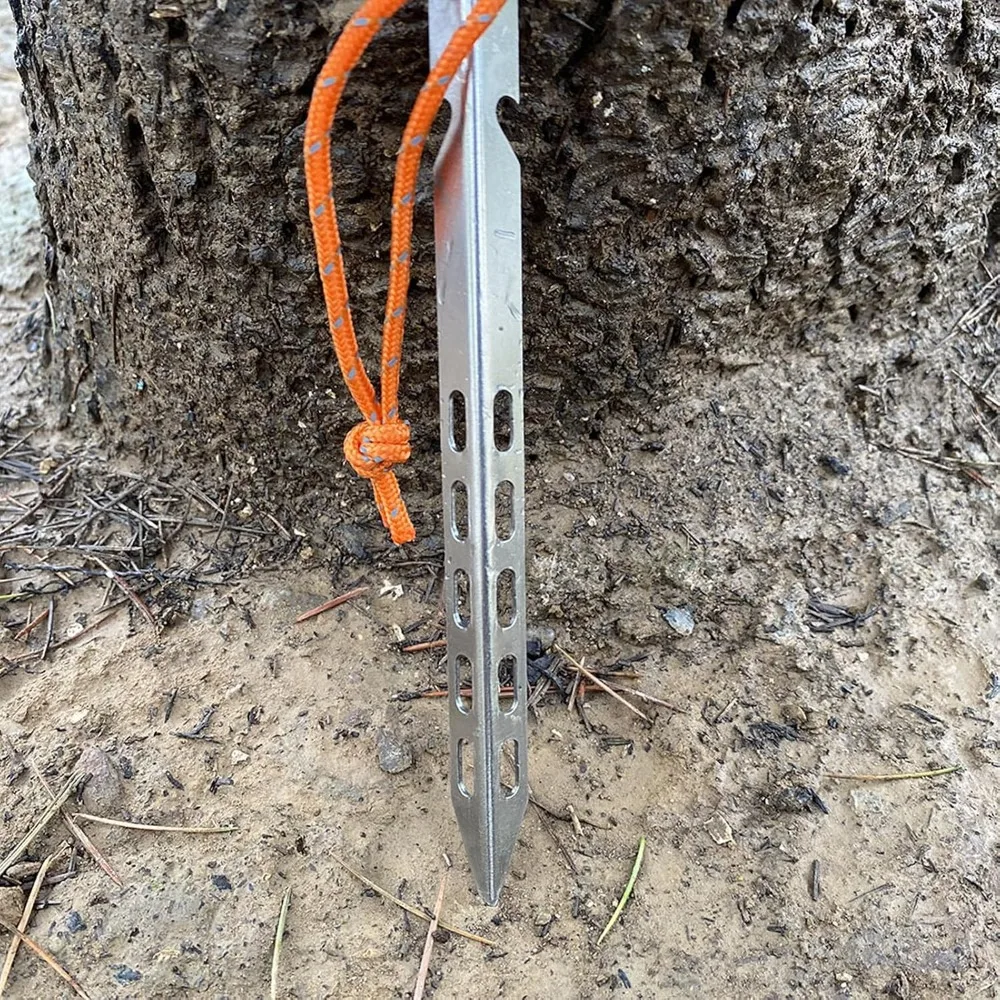 4PCS Durable Ti Alloy Material V-Shaped Tent Pegs V-Shaped Design 10X10X160mm Camping Tent Nails Ultralight Tent Pegs For Hiking