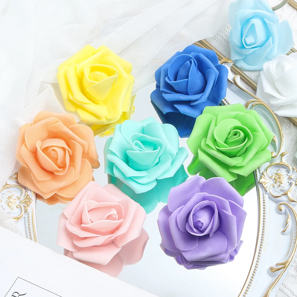 10/20/40pcs Rose Artificial Flowers Heads 7CM Fake Flowers Wedding Decoration Home Room Decor Garden Party DIY Garland Accessory