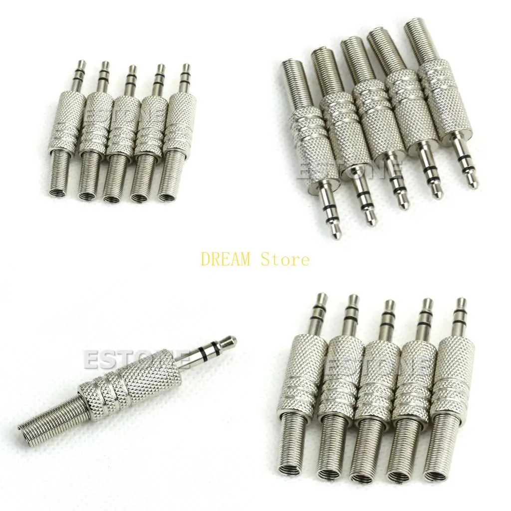 

5Pcs 3.5mm 1/8" Stereo TRS Male Plug Adapter Connector Silver best sale
