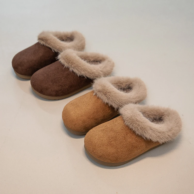 Chaussures en coton pour enfants, légères, en peluche, confortables, polyvalentes, à semelles épaisses et souples, à la mode, nouvelle collection hiver 2025