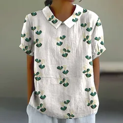 Camiseta de entrenamiento informal para mujer, blusa ajustada de manga corta con cuello de solapa y botones, a la moda Top plisado, 2025