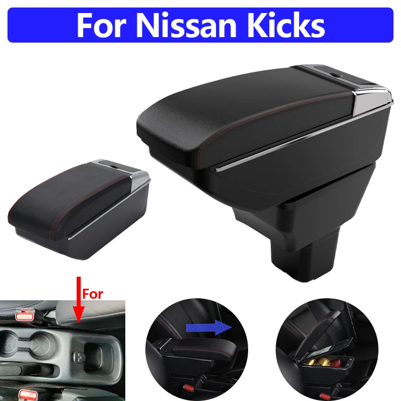 

For Nissan Kicks 2016-2021 Car Armrest Box Center Console Storage with Cup Holder No Drilling Easy Install Car accessories