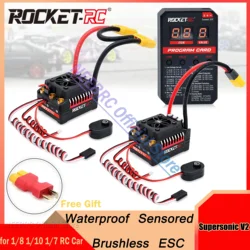 ROCKET-RC Supersonic V2 50A 60A 90A 110A 130A 160A Waterproof Sensored Brushless ESC XT60 Program Card for 1/8 1/10 1/7 RC Car