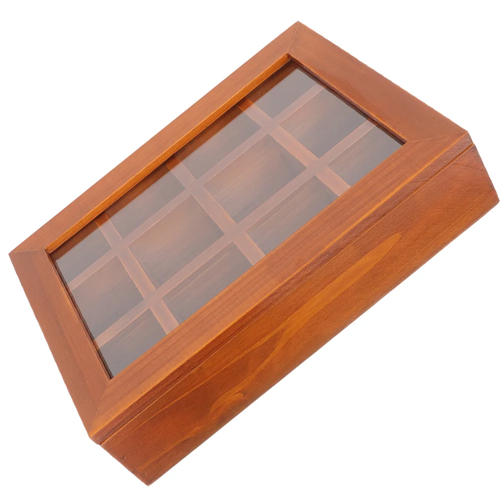 

Flip Jewelry Box Keepsake Boxes with Lids Wooden Storage Case Drawers Decorative for Home Glass Ring Man