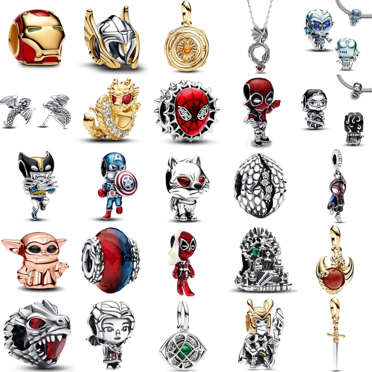 

Miniso Disney 925 Sterling Silver Chinese Dragon Deadpool Charm Pendant Fit Original Bracelet Necklace Women DIY Jewelry Gift