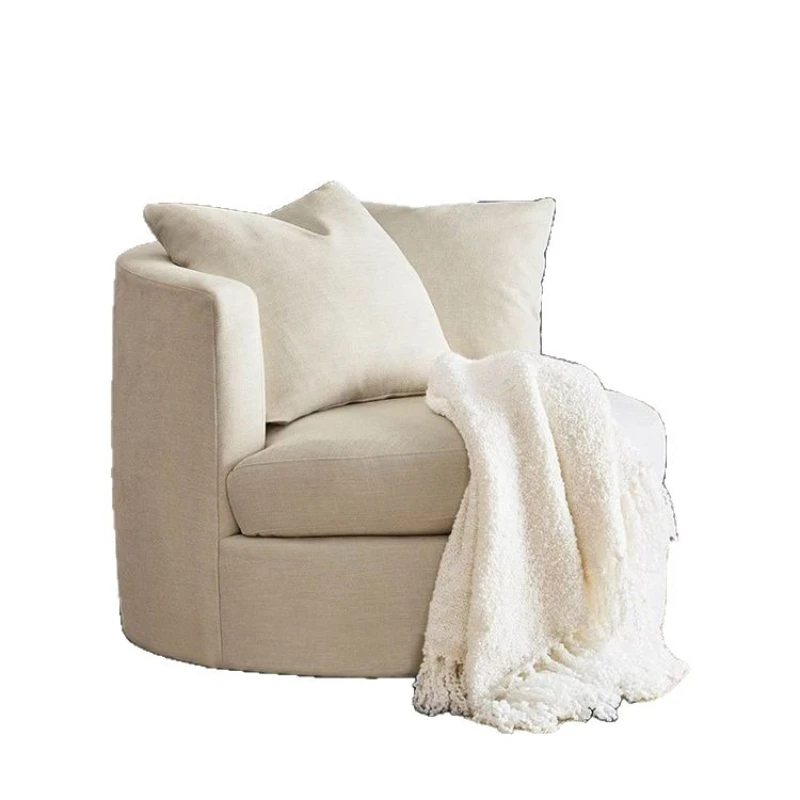 

Rotatable Round Sofa Chair Technology Cloth Round Leisure Chair Living Room Bedroom Office Single Round Sofa Chair