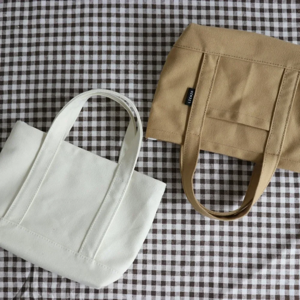 

Korean Designer Mini Tote Bag - Women's Canvas Shopper Purse, Simple Small Handbag for Leisure & Lunch 숄더백