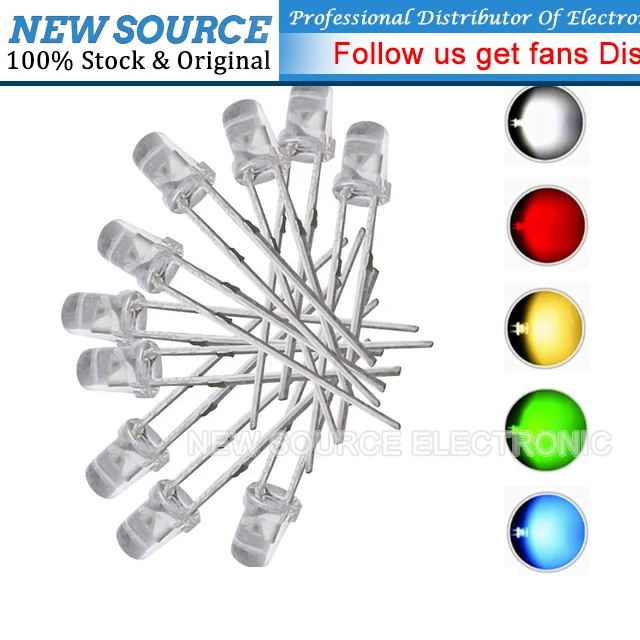(100pcs) F3 F5 LED DIP Diode White Emits 3mm 5mm DIY Light Emitting Diodes White Red Blue Green Yellow