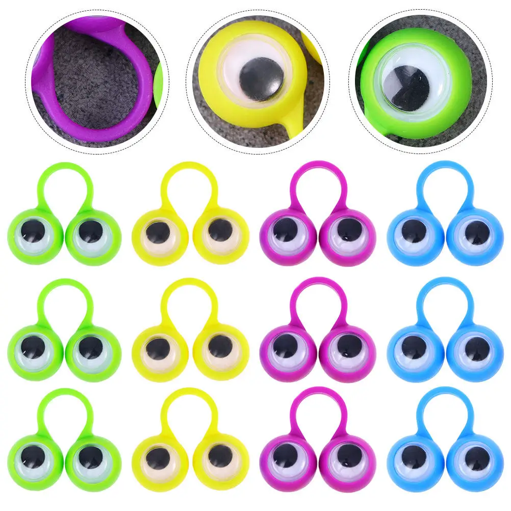

24Pcs Adorable Eyes Finger Ring Educational Plaything Smooth Comfortable Plastic for Small Medium Fingers Creative Learning Fun