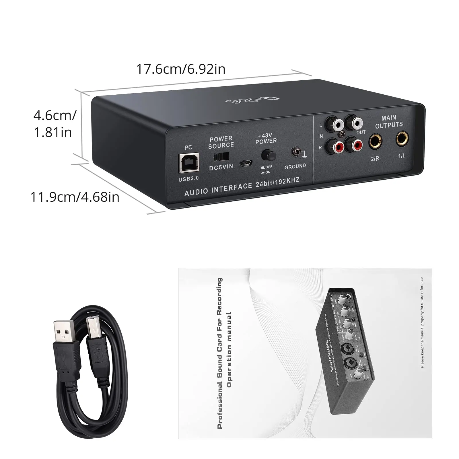 Teyun Q24 Universele professionele audio-interface USB Computer Arranger Geluidskaart met monitor Elektrische gitaar Live-opname